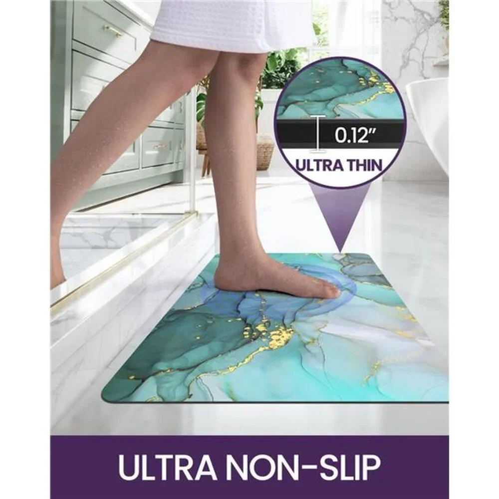 Bath Mat Rugs Bathroom Floor Mat Super Absorbent Ultra Thin Low Profile Non Slip